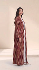 The Mahmooda Geometric Print Open-Front Abaya - TAL by The Abaya Lab