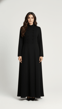 The Mahra Mandarin Neck Structured Button Abaya - TAL by The Abaya Lab