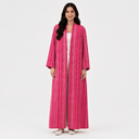 The Mahra Striped Linen Blend Abaya - TAL by The Abaya Lab