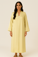 The Maitha Butter Cream Luxe Satin Abaya - TAL by The Abaya Lab