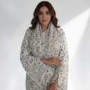 The Maitha Ivory Floral Lined Chiffon Abaya - TAL by The Abaya Lab