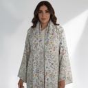The Maitha Ivory Floral Lined Chiffon Abaya - TAL by The Abaya Lab