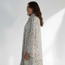 The Maitha Ivory Floral Lined Chiffon Abaya - TAL by The Abaya Lab