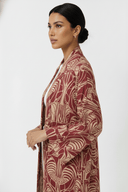 The Maitha Maroon Velvet Printed Abaya - TAL by The Abaya Lab