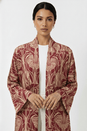 The Maitha Maroon Velvet Printed Abaya - TAL by The Abaya Lab