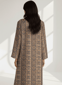The Maitha Neutral Tile Print Linen Mix Abaya - TAL by The Abaya Lab