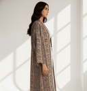 The Maitha Neutral Tile Print Linen Mix Abaya - TAL by The Abaya Lab