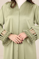 The Maitha Sage Ruffled - Sleeve Abaya - TAL by The Abaya Lab