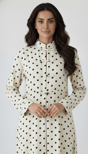 The Malak Polka Charm Mandarin Abaya - TAL by The Abaya Lab
