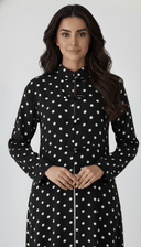 The Malak Polka Charm Mandarin Abaya - TAL by The Abaya Lab