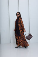 The Manal Botanical Printed Velvet Abaya - TAL by The Abaya Lab