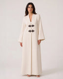 The Manal Contrast Frog Closure Abaya - TAL by The Abaya Lab