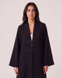The Manal Contrast Frog Closure Abaya - TAL by The Abaya Lab