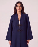 The Manal Contrast Frog Closure Abaya - TAL by The Abaya Lab