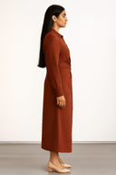 The Manal Terracotta Side - Tie Shirt Dress - TAL by The Abaya Lab