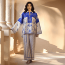 The Marwa Cobalt & Cream Printed Co - ord Set - TAL by The Abaya Lab