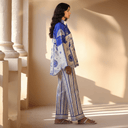 The Marwa Cobalt & Cream Printed Co - ord Set - TAL by The Abaya Lab