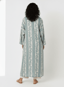 The Marwa Dusty Blue Floral Striped Abaya - TAL by The Abaya Lab