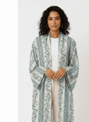 The Marwa Dusty Blue Floral Striped Abaya - TAL by The Abaya Lab