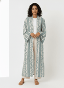 The Marwa Dusty Blue Floral Striped Abaya - TAL by The Abaya Lab