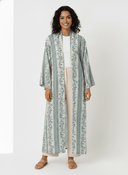 The Marwa Dusty Blue Floral Striped Abaya - TAL by The Abaya Lab
