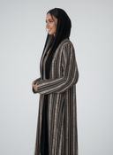 The Maryam Black & Ivory Stripe Abaya - TAL by The Abaya Lab