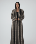 The Maryam Black & Ivory Stripe Abaya - TAL by The Abaya Lab