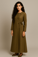 The Maryam Wrap Dress – Dark Beige - The Abaya Lab