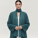 The Mayar Teal Pleated - Detail Open Abaya - TAL by The Abaya Lab