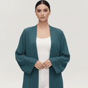 The Mayar Teal Pleated - Detail Open Abaya - TAL by The Abaya Lab