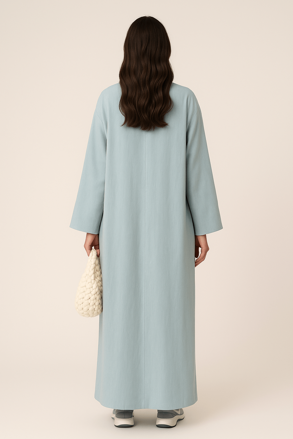 The Mira Dusty Blue Front Tie Abaya - The Abaya Lab