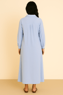 The Mira Relaxed Shirt Dress – Sky Blue Edition - The Abaya Lab