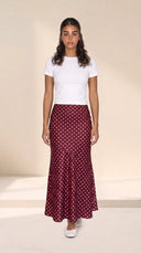 The Mira Satin Polka Dot Panel Maxi Skirt - TAL by The Abaya Lab
