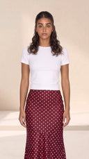 The Mira Satin Polka Dot Panel Maxi Skirt - TAL by The Abaya Lab