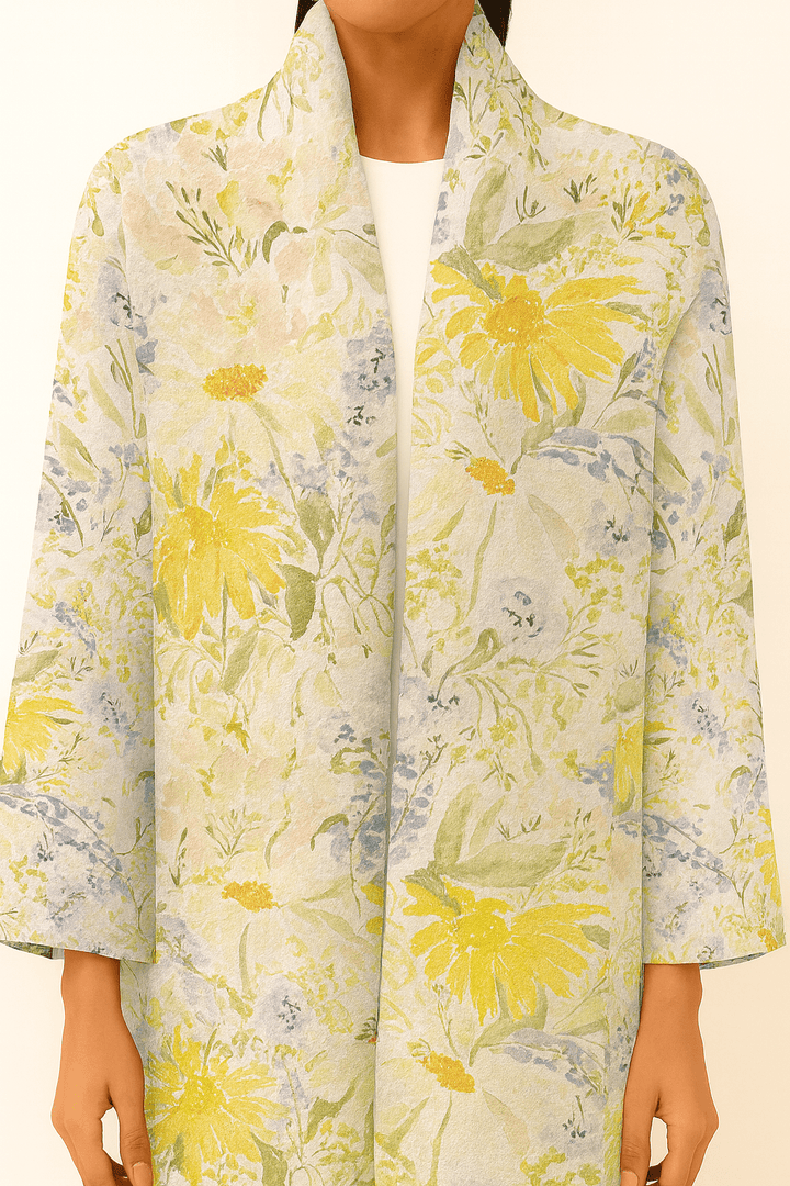 The Mira Yellow Floral Chiffon Abaya - TAL by The Abaya Lab