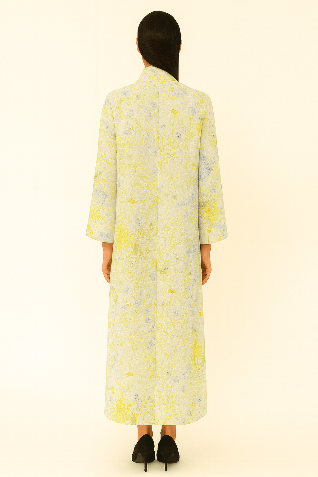 The Mira Yellow Floral Chiffon Abaya - TAL by The Abaya Lab