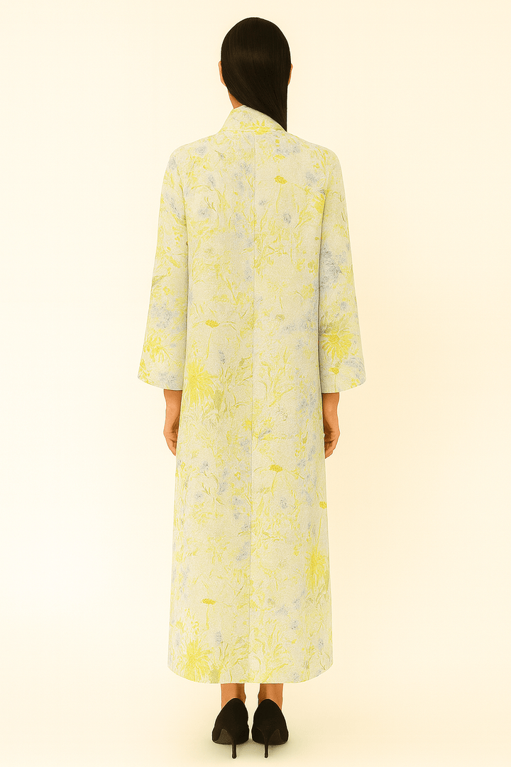 The Mira Yellow Floral Chiffon Abaya - TAL by The Abaya Lab