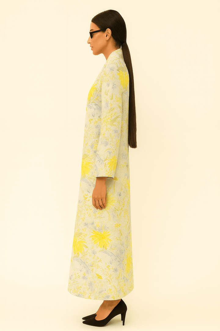 The Mira Yellow Floral Chiffon Abaya - TAL by The Abaya Lab