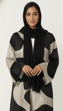 The Miran Wave Motif Wide Sleeves Open Abaya - TAL by The Abaya Lab