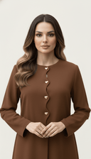 The Mona Heart Button Scallop Detail Abaya - TAL by The Abaya Lab
