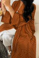 The Mona Terracotta Wave Print Abaya - TAL by The Abaya Lab