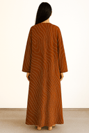 The Mona Terracotta Wave Print Abaya - TAL by The Abaya Lab