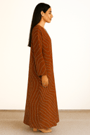 The Mona Terracotta Wave Print Abaya - TAL by The Abaya Lab