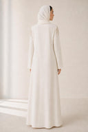 The Mounira Pearl Fringe Shoulder Abaya, in Off White, back view