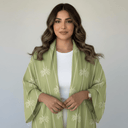 The Nadia Sage Palm - Print Linen Abaya - TAL by The Abaya Lab
