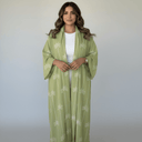 The Nadia Sage Palm - Print Linen Abaya - TAL by The Abaya Lab