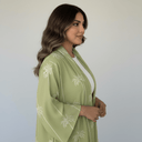 The Nadia Sage Palm - Print Linen Abaya - TAL by The Abaya Lab