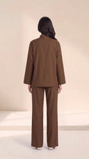 The Nafisa Bib Front Placket Set, in Mocha Brown, back view