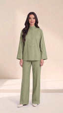 The Nafisa Bib Front Placket Set, in Sage, front view