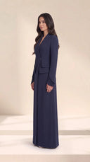 The Nahed Pleated Tulip Cuff Abaya, in Navy, side view